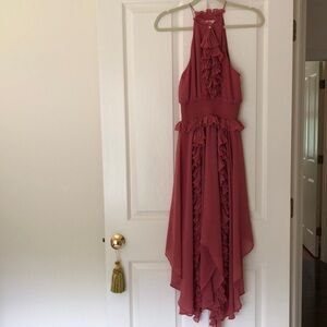 KEEPSAKE the Label Pink hue Asymmetrical Ruched  sleeveless dress